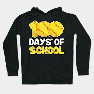 100 Days Of School Softball 100Th Day Of School Teacher Kids Hoodie